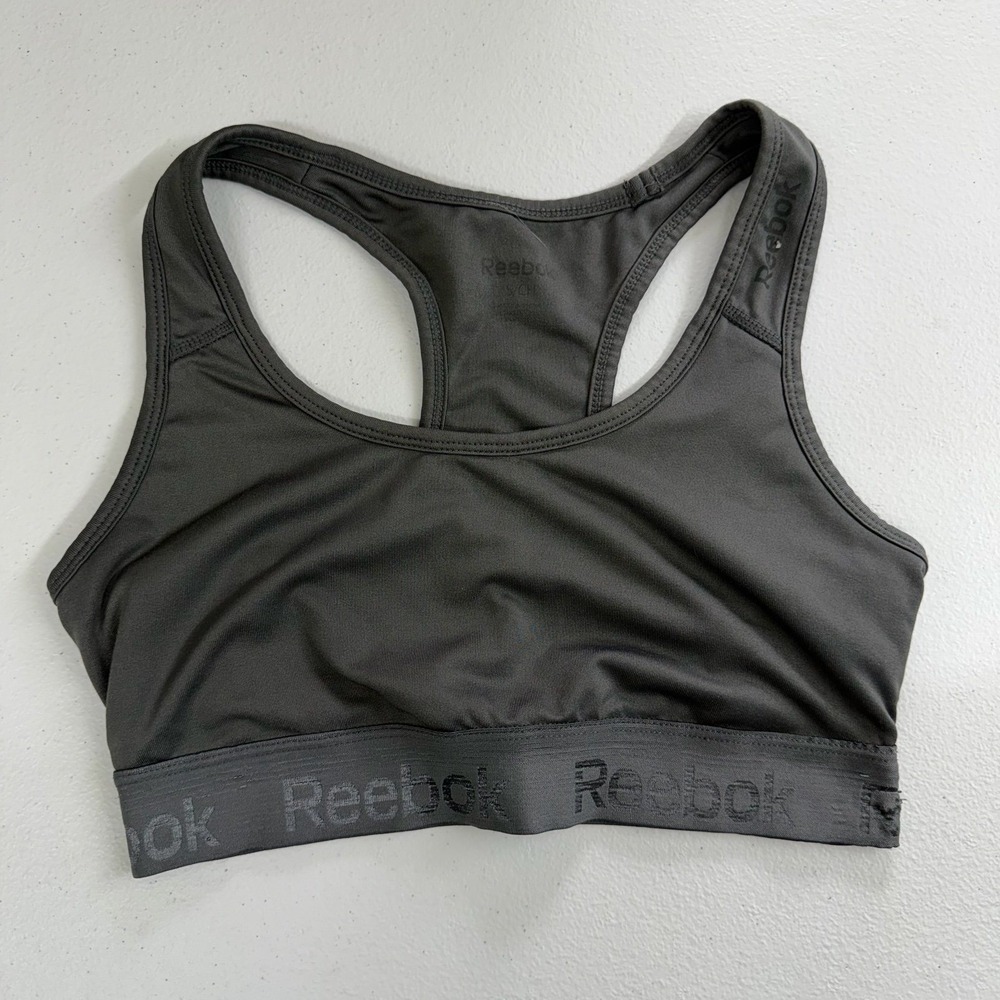 Reebok gray racerback unpadded stretch high impact‎ active athletic sports bra S